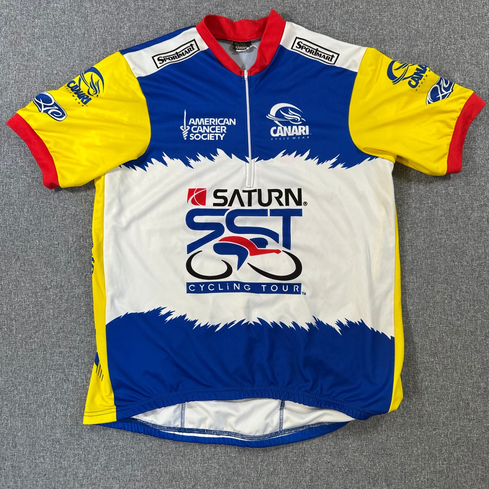 Canari Saturn Sst Cycling Tour Jersey Xxl Mens Blue Yellow American Cancer Soc